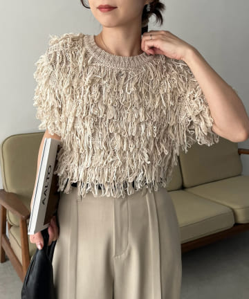 OUTLET(アウトレット) 【CAPRICIEUX LE'MAGE】ループフリンジ半袖プルオーバー