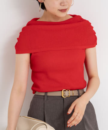 NOLLEY'S(ノーリーズ) 《手洗い可能》シアーオフショルプルオーバーニット