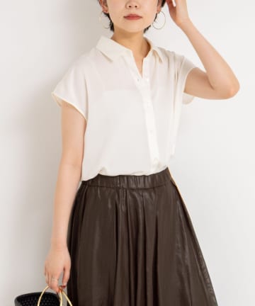 NOLLEY'S(ノーリーズ) 裾リブサテンシフォンフレンチシャツ