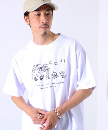 FREDY & GLOSTER(フレディ アンド グロスター) 【tuu/トゥー】白黒プリントTシャツ ② サーフワーゲン＆キャラプリント