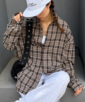 CIAOPANIC TYPY(チャオパニックティピー) 【UNISEX】モール混長袖チェックシャツ