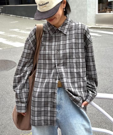 CIAOPANIC TYPY(チャオパニックティピー) 【UNISEX】モール混長袖チェックシャツ