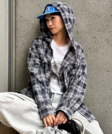 CIAOPANIC TYPY(チャオパニックティピー) 【アソート加工/ジャケット見え◎】【UNISEX】フード付きチェックシャツ