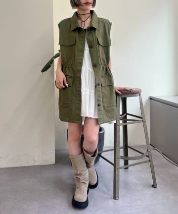 w closet(ダブルクローゼット) 【25AW】ミリタリーノースリベスト