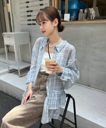 mystic(ミスティック) 【@akane__11.1】シアーチェックティアードシャツ