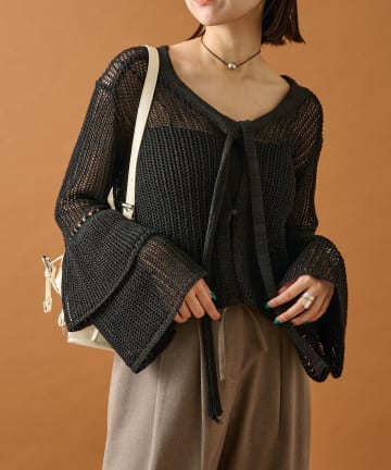 mystic(ミスティック) フリルスリーブメッシュカーデ