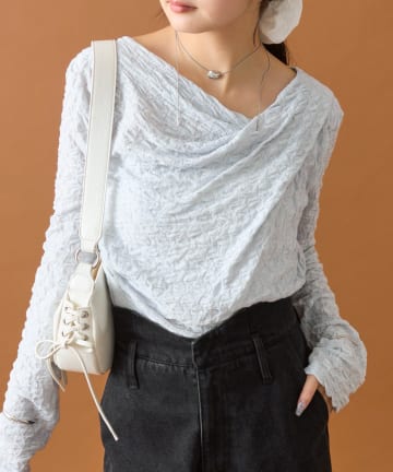 mystic(ミスティック) レースオフショルロングTシャツ