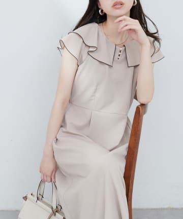 NICE CLAUP / OLIVE des OLIVE OUTLET(ナイスクラップ  / オリーブ デ オリーブ アウトレット) 【natural couture】取りはずしティアート衿ワンピース