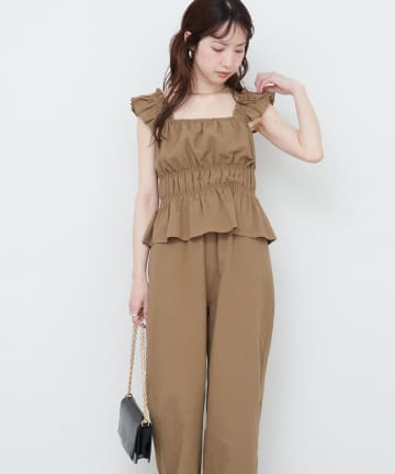 natural couture(ナチュラルクチュール) 【WEB限定】シャーリングキャミパンツセット