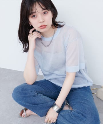 natural couture(ナチュラルクチュール) 【WEB限定】ラメシアーゆるニットプルオーバー