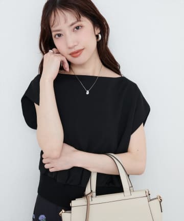natural couture(ナチュラルクチュール) きれいめポンチボートネックTOPS
