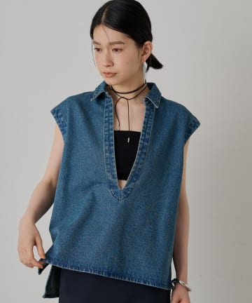 LOUNGEDRESS(ラウンジドレス) デニムフレンチスキッパーブラウス