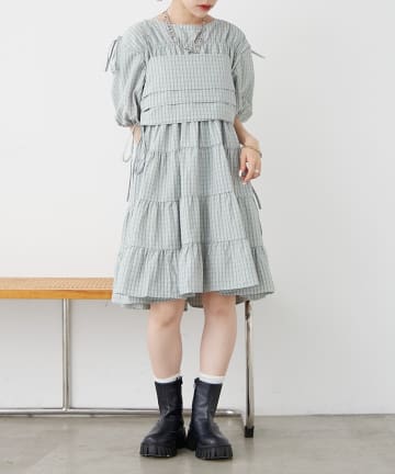 w closet(ダブルクローゼット) ティアードワンピ＋ビスチェSET