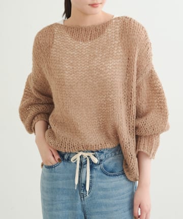 earthy_(アーシー) シアーハンドライクオーバーニット
