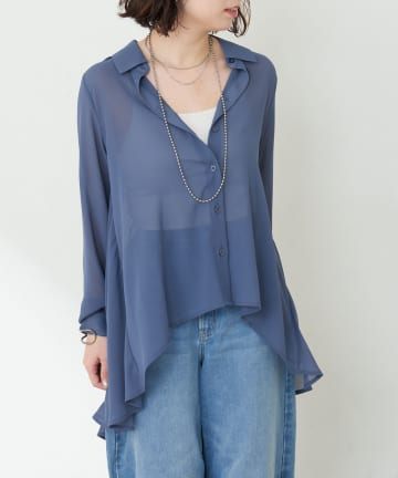 Remind me and forever(リマインドミーアンドフォーエバー) 軽やかな着心地、シフォン前後差ブラウス