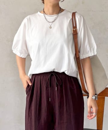 Croisiere(クロジエール) 袖異素材ドルマンプルオーバー