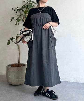 Croisiere(クロジエール) 異素材ドロストドッキングワンピース