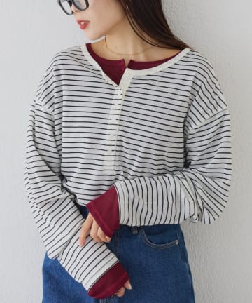 CIAOPANIC TYPY(チャオパニックティピー) ≪26SS展示会アイテム≫2WAYシアーヘンリーネックTEE