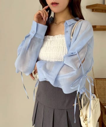 NICE CLAUP / OLIVE des OLIVE OUTLET(ナイスクラップ  / オリーブ デ オリーブ アウトレット) 【one after another】シアーシャツ