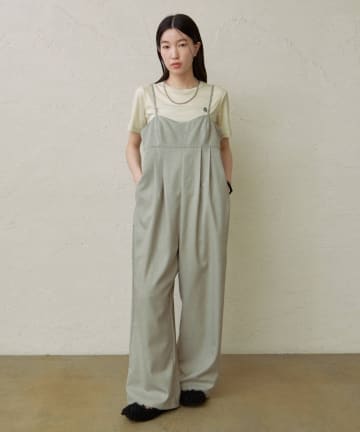 omekashi サロペット　ホワイト Omekashi サロペット オーバーオール Vギャザーキャミサロペット