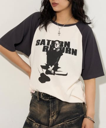 WHO’S WHO gallery(フーズフーギャラリー) シャーロットワッフルラグラン半袖 TEE