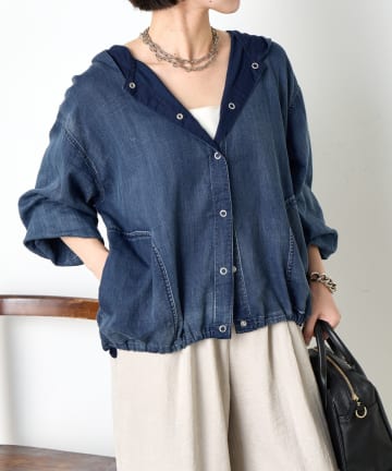 Jena　espace merveilleux(ジェナ　エスパスメルヴェイユ) フード付きシアーデニムジャケット