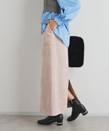 un dix cors(アンディコール) 《女性らしい上品シルエット》マシュマロスエードナロースカート