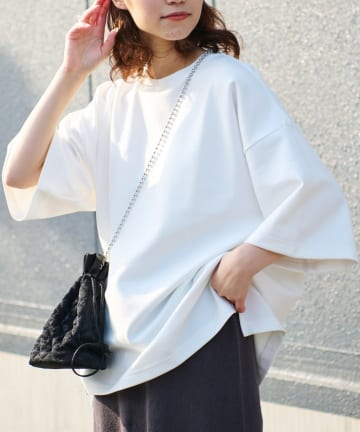 CIAOPANIC TYPY(チャオパニックティピー) 【ユニセックス】ポンチハイカウントサイドスリットビッグシルエットTee