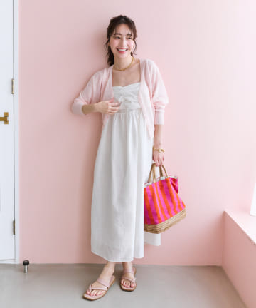 OUTLET(アウトレット) 【La boutique BonBon】レーヨンリネンシアースラブワンピース