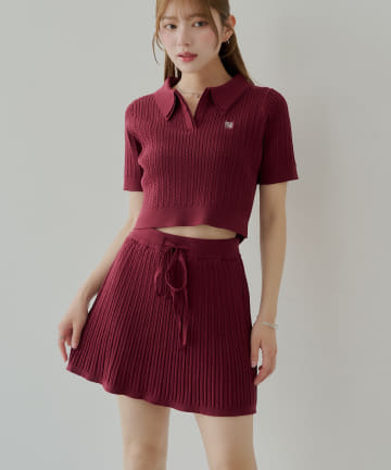 OUTLET(アウトレット) 【Chico】ウエスト紐付ケーブルミニスカート