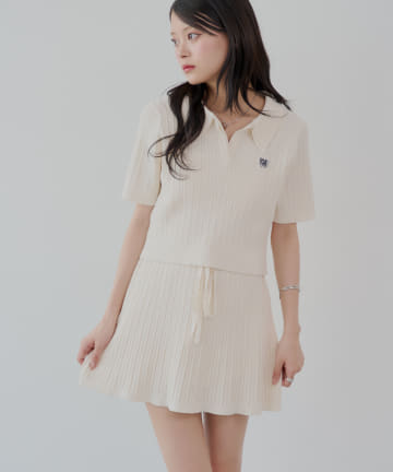 OUTLET(アウトレット) 【Chico】ウエスト紐付ケーブルミニスカート