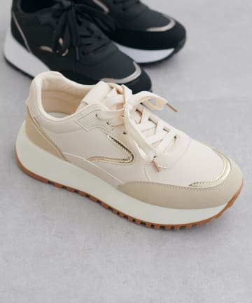 NICE CLAUP / OLIVE des OLIVE OUTLET(ナイスクラップ  / オリーブ デ オリーブ アウトレット) 【natural couture】ゴールドポイントスニーカー