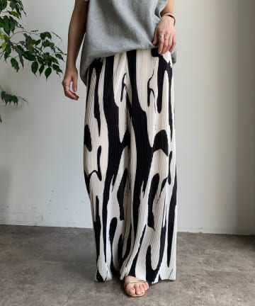 DOUDOU(ドゥドゥ) 【WEB限定】 ゼブラライクプリーツパンツ