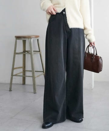 DISCOAT(ディスコート) 【柔らか素材/優しい着心地】ライトオンスデニムワイドパンツ
