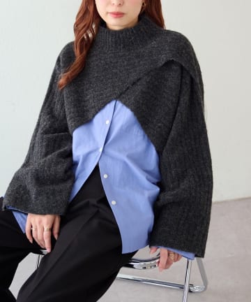 DISCOAT(ディスコート) ワイドリブ前後2wayショートプルオーバー