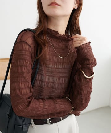 DISCOAT(ディスコート) 【WEB限定】スモッキングレースプルオーバー