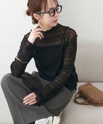 DISCOAT(ディスコート) 【WEB限定】スモッキングレースプルオーバー