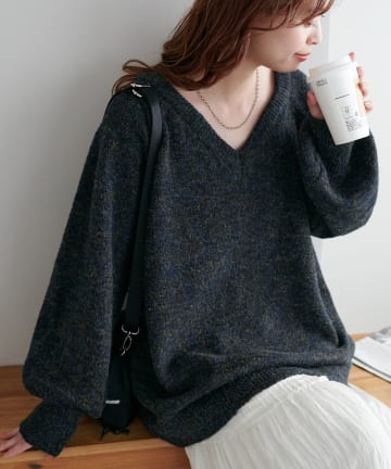 DISCOAT(ディスコート) 【WEB限定】ふわメランジバックスリットプルオーバー