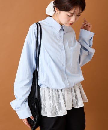 mystic(ミスティック) 【ロングシーズン着られる！】レースドッキングシャツ