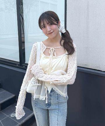 mline(エムライン) [mline]クロップドリボンブラウス