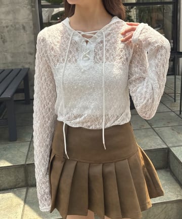 mline(エムライン) [mline]レースアップ フーディー