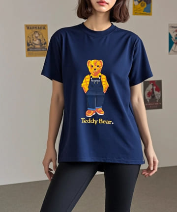 LOCUST(ローカスト) TeddyレディースプリントT オーバーオール柄