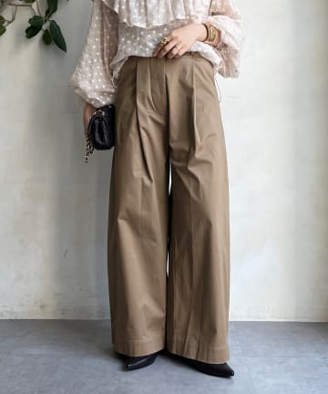DOUDOU(ドゥドゥ) ストレッチサテンバレルパンツ