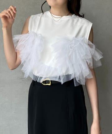 Thevon.(ゼヴォン) チュールビスチェドッキングノースリプルオーバー