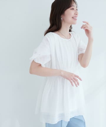 natural couture(ナチュラルクチュール) 【6/15 0:00〜再販】osonoねじり袖ペプラムチュニック