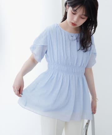 natural couture(ナチュラルクチュール) osonoねじり袖ペプラムチュニック