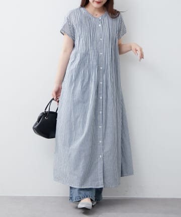 NICE CLAUP / OLIVE des OLIVE OUTLET(ナイスクラップ  / オリーブ デ オリーブ アウトレット) 【RMAF】【NAO】コットン100%フレンチスリーブタックワンピース