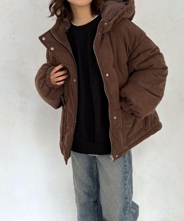 LOCUST(ローカスト) 【大人可愛い】コーデュロイ中綿フードジャケット