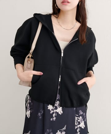 natural couture(ナチュラルクチュール) 【WEB限定】ニットジップフーディーブルゾン