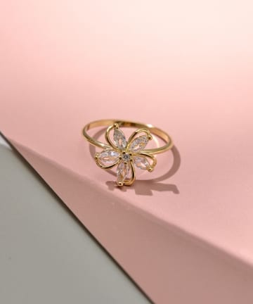 フラワーストーンピンキーリング